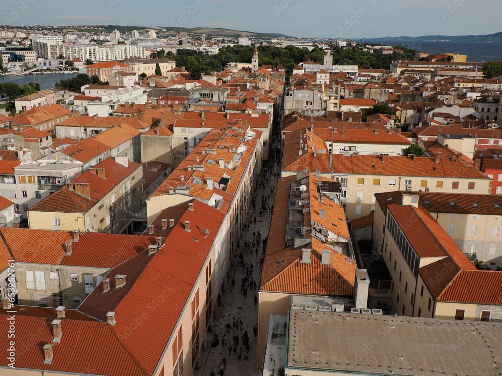 aerial view from tower of zadar croatia medieval town