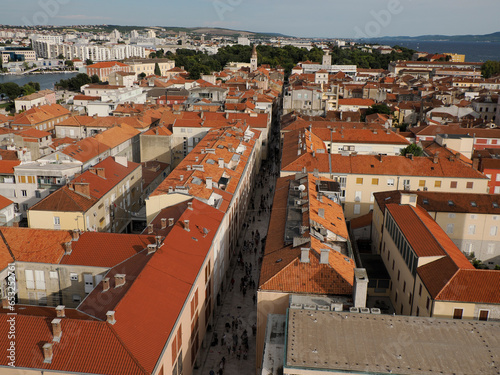 aerial view from tower of zadar croatia medieval town