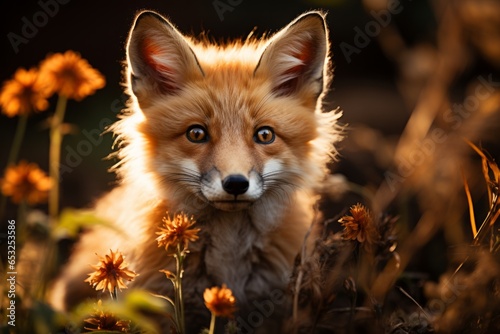 Curious fox exploring a sunlit meadow, Generative AI