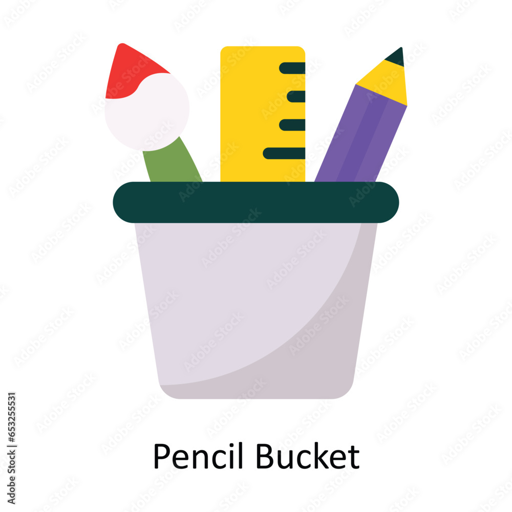 Pencil Bucket vector Flat Icon Design illustration. Symbol on White background EPS 10 File Pencil Bucket vector Flat Icon Design illustration. Symbol on White background EPS 10 File