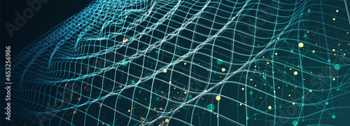 Template for science and technology presentation. Plexus style background.