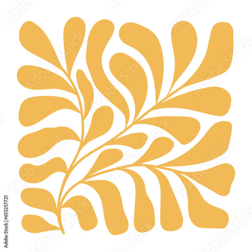 Vector illustration in simple Matisse naive and hippie groovy style, flowers and plants, floral botanic hand drawn design templates, frames and modern art prints, posters and placards