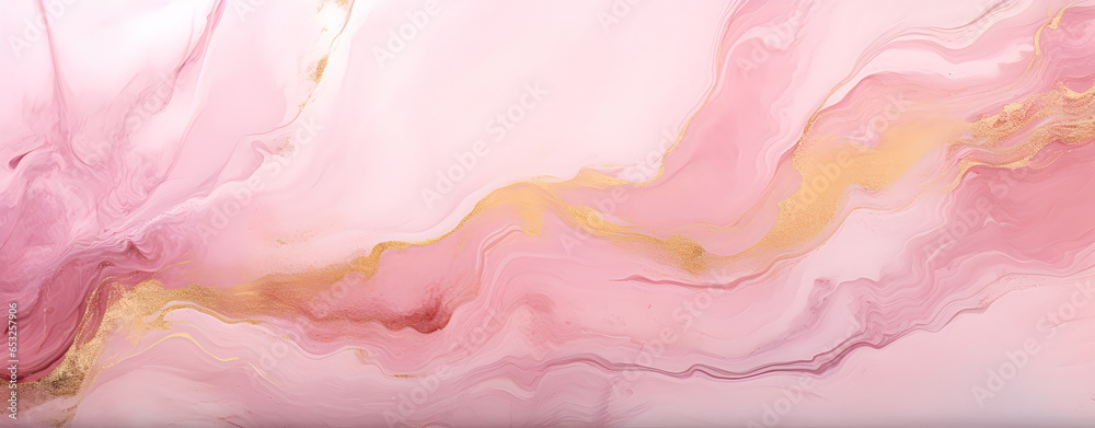 Soft pink marble background with gold strokes. A place for your design