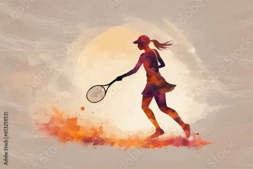 Smashing Colorful Modern Tennis Player Design - Woman or Girls Tournament, created with Generative AI technology