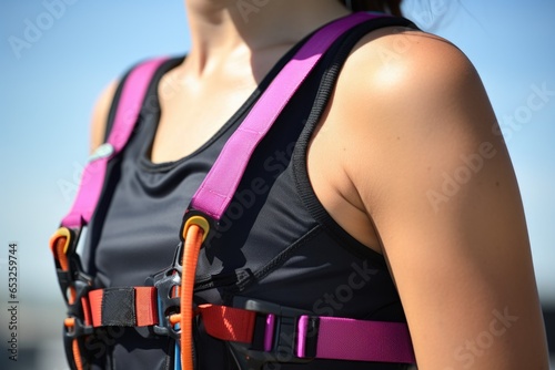 bungee jumping cord attached to harness photo
