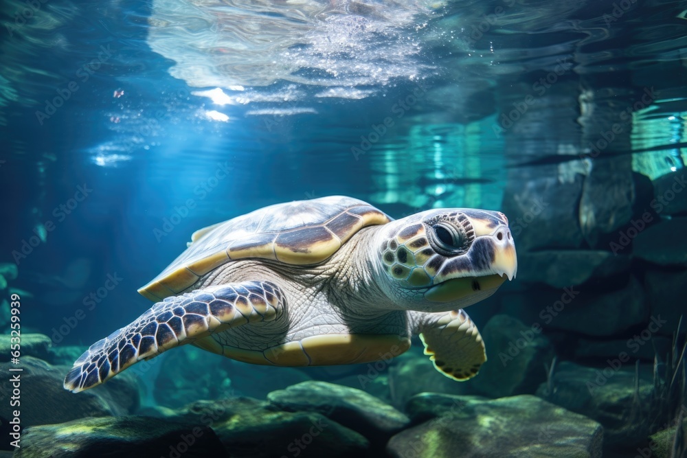 Fototapeta premium turtle swimming in a newly set up tank