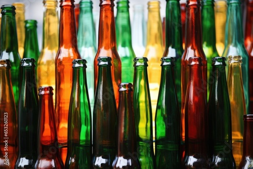 multiple empty beer bottles stacked on each other