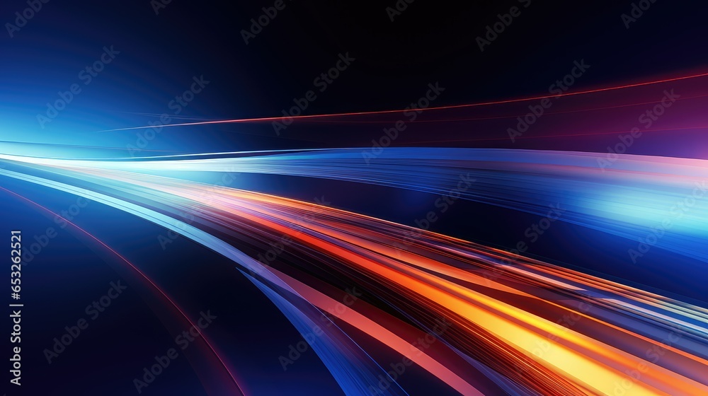 effect light motion trails illustration fast movement, abstract line, blue blur effect light motion trails