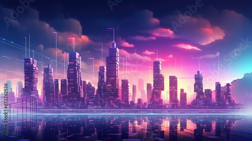 background voxel city landscape illustration design 3d, render modern, futuristic view background voxel city landscape