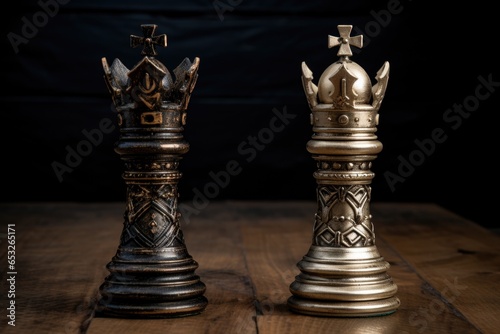 chess black and white king pieces side by side