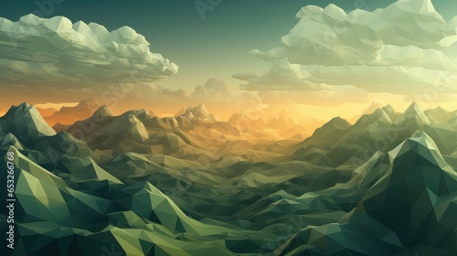 background voxel mountain landscape illustration design perspective, terrain view, panorama digital background voxel mountain landscape © sevector