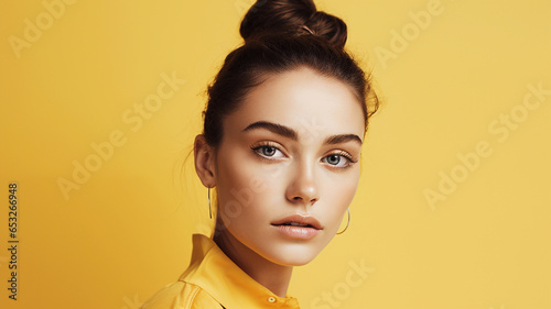 Young woman on a yellow background