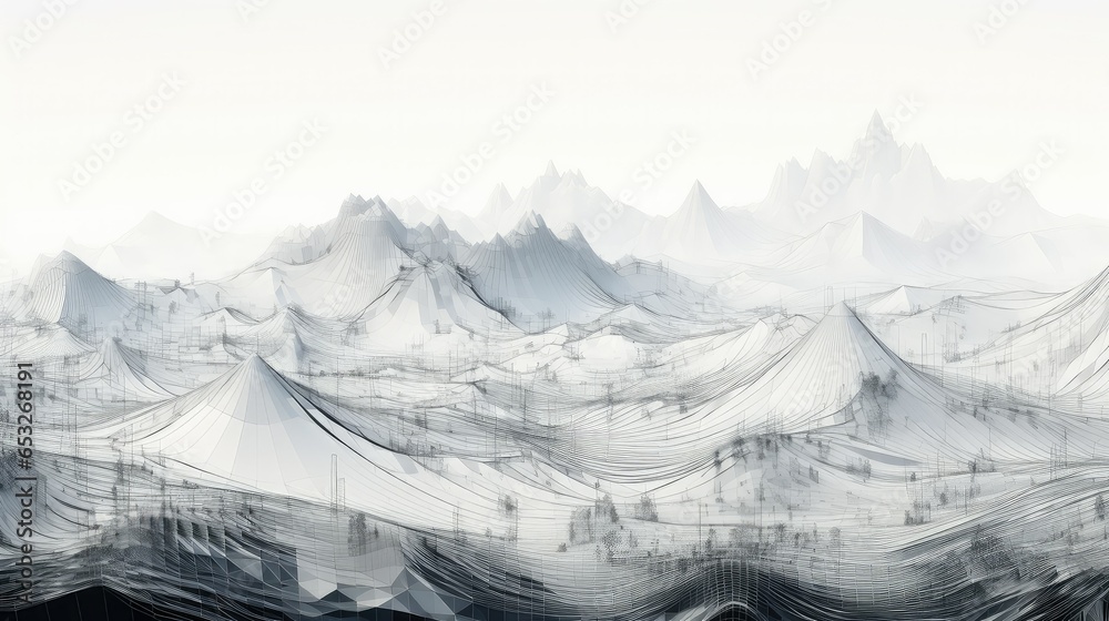 tech wireframe landscape topographic illustration 3d abstract, mountain grid, topography earth tech wireframe landscape topographic - obrazy, fototapety, plakaty 