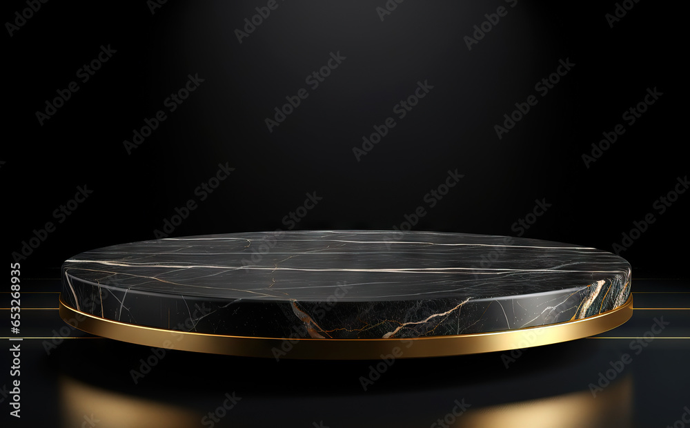 Simple and clean product display empty marble granite cylinder pedestal. Blank Mock-up surface templates for product shots with spotlight lighting Simple and clean product display empty marble granite cylinder pedestal. Blank Mock-up surface templates for product shots with spotlight lighting
