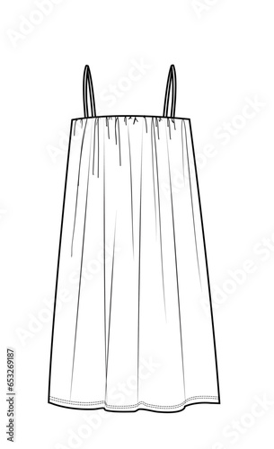 women, thin spaghetti strap long summer dress fashion vector,cad