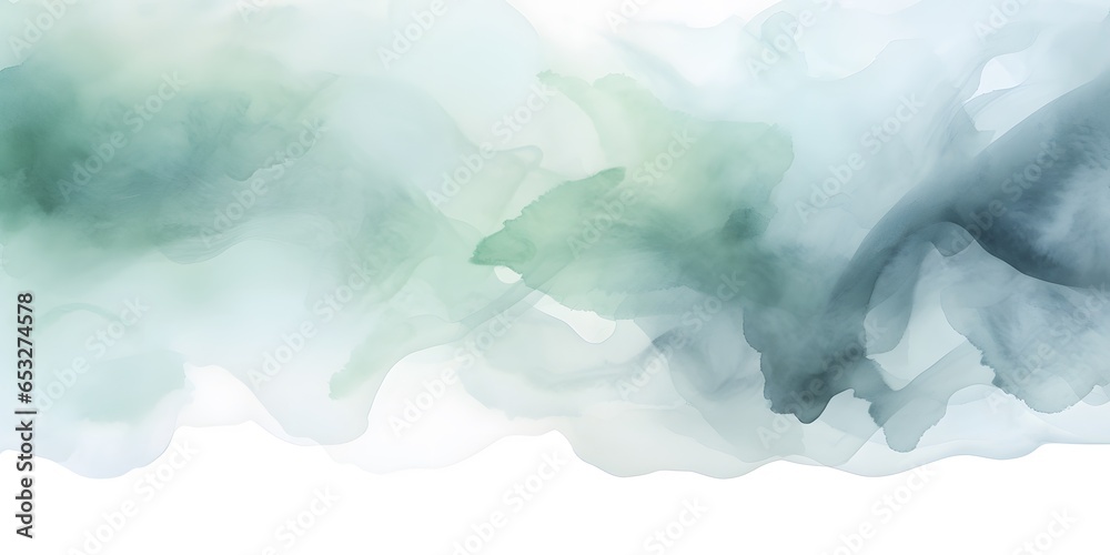 Pale gray blue green abstract watercolor drawing. Sage green color. Art background for design - obrazy, fototapety, plakaty 