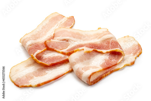 smoked bacon isolated on white background