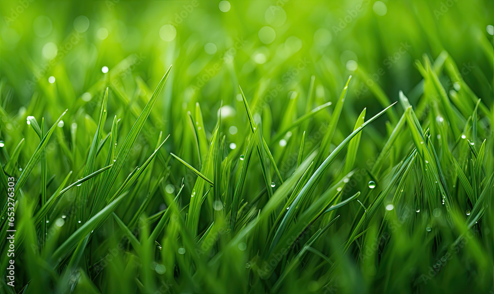 Close-up view of dense vibrant green grass.