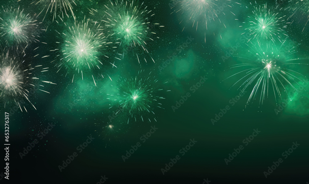 Fototapeta premium Vibrant explosions fireworks light up the night.