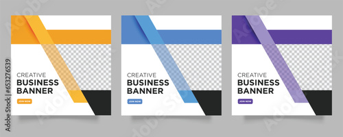 Set of Editable Business square banner template for social media post and web internet ads