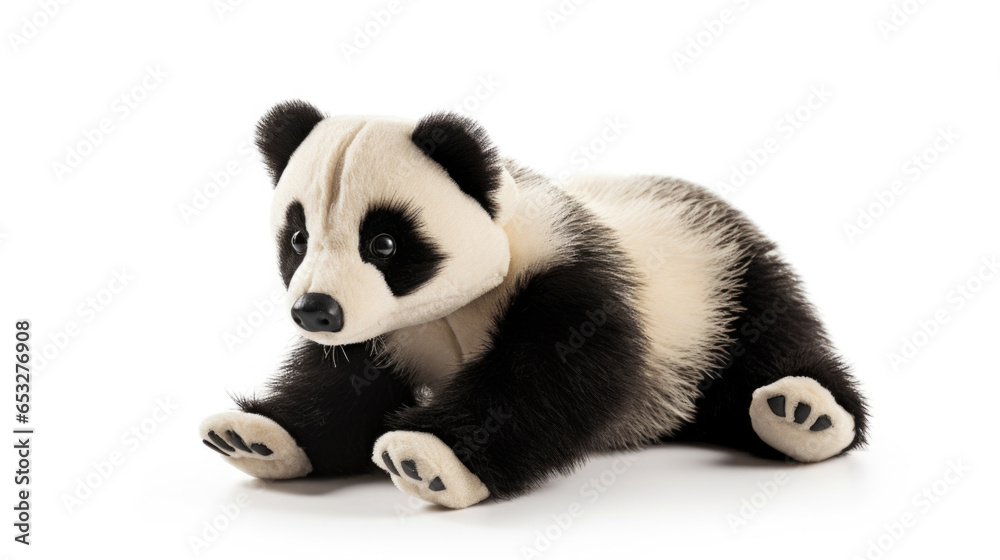Fototapeta premium Panda toy on white background. Paws