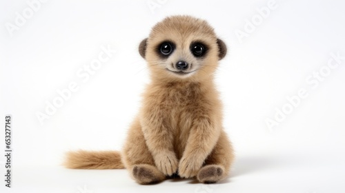 Meerkat Soft toy on a white background, cut Sits