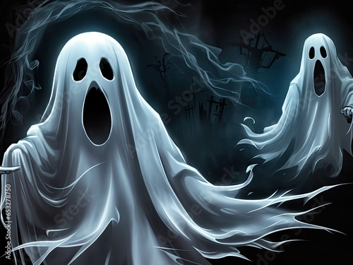 The ghost of white is the gloomy environment of halloween.