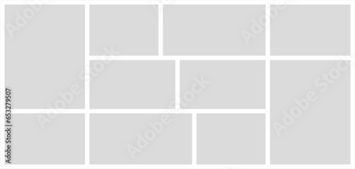 Pictures or photos frame collage. comics page grid layout abstract photo frames and digital photo wall template
