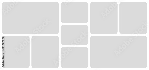 Pictures or photos frame collage. comics page grid layout abstract photo frames and digital photo wall template
