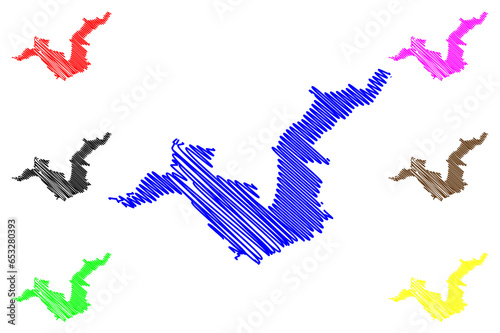 Lake Orava reservoir (Slovakia, Slovak Republic) map vector illustration, scribble sketch Oravská priehrada map