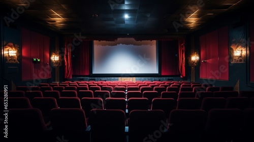 elegant cinema with red velvet and leather chairs