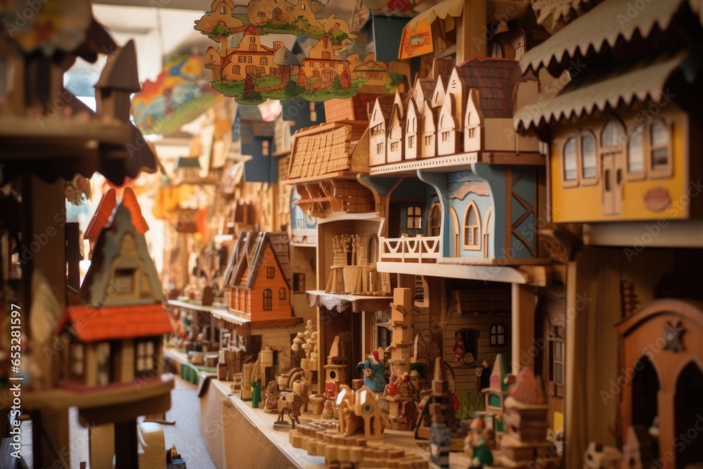 close-up of wooden toys shop in the fair close-up of wooden toys shop in the fair