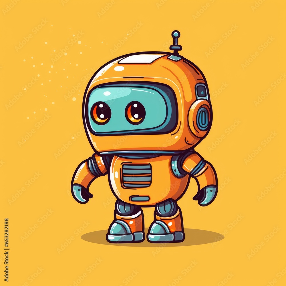 Robot cartoon illustration, AI generated Image Robot cartoon illustration, AI generated Image