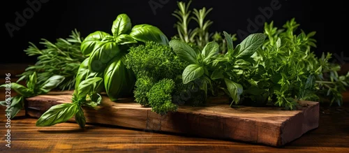 Panel kuchenny z motywem Herbs on rustic table