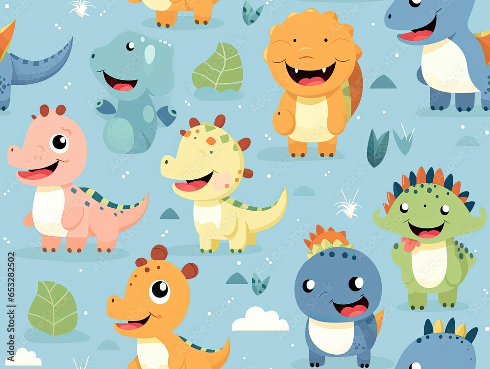 Naklejka premium cute dinosaur pattern