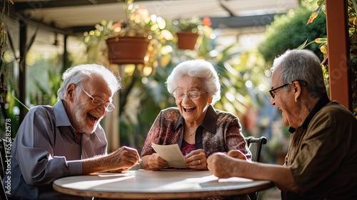 Image of group of elderly happy people.