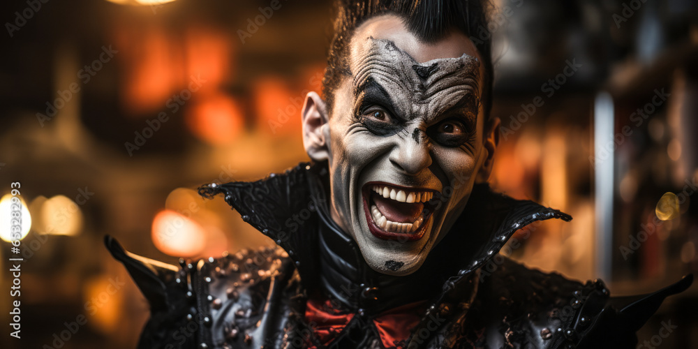 Blood-Curdling Chic: Person Dressed as Vampire for Halloween Party