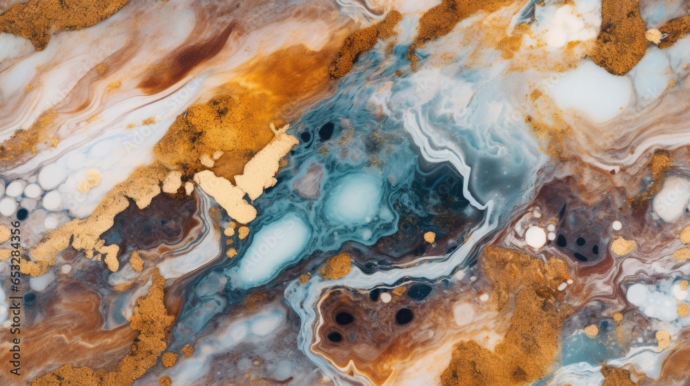 Naklejka premium abstract marble texture agate gold orange black, ai