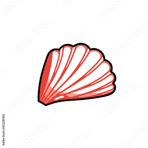 Clamshell vector icon in minimalistic, black and red line work, japan web