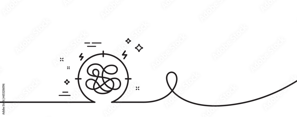 Stress line icon. Continuous one line with curl. Anxiety depression target sign. Mental health symbol. Stress single outline ribbon. Loop curve pattern. Vector Stress line icon. Continuous one line with curl. Anxiety depression target sign. Mental health symbol. Stress single outline ribbon. Loop curve pattern. Vector