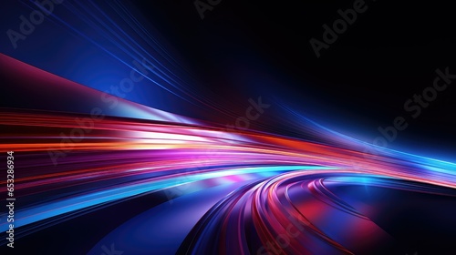 effect light motion trails illustration fast movement, abstract line, blue blur effect light motion trails