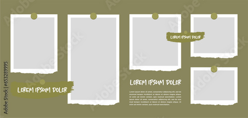 Pictures or photos frame collage. comics page grid layout abstract photo frames and digital photo wall template