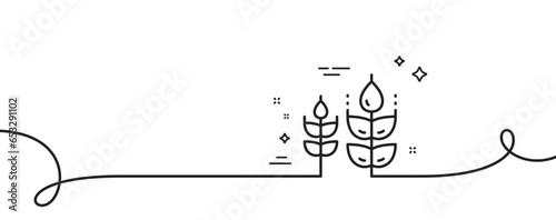 Gluten free line icon. Continuous one line with curl. Organic tested sign. Natural product symbol. Gluten free single outline ribbon. Loop curve pattern. Vector