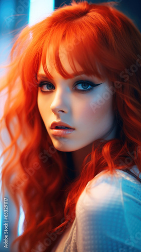 Portrait of Stunning Modern Young Woman with Red Hair Captured in Golden Hour and Natural Light, High-Quality Beauty Photography