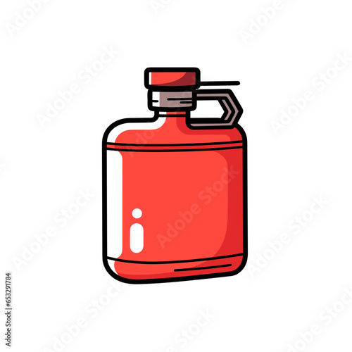 Hip flask vector icon in minimalistic, black and red line work, japan web