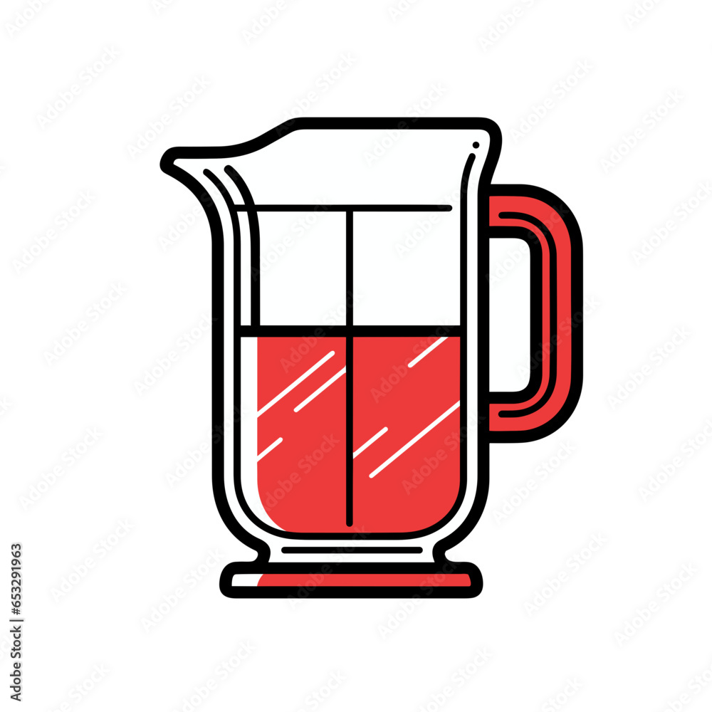 Mixing glass vector icon in minimalistic, black and red line work, japan web Mixing glass vector icon in minimalistic, black and red line work, japan web