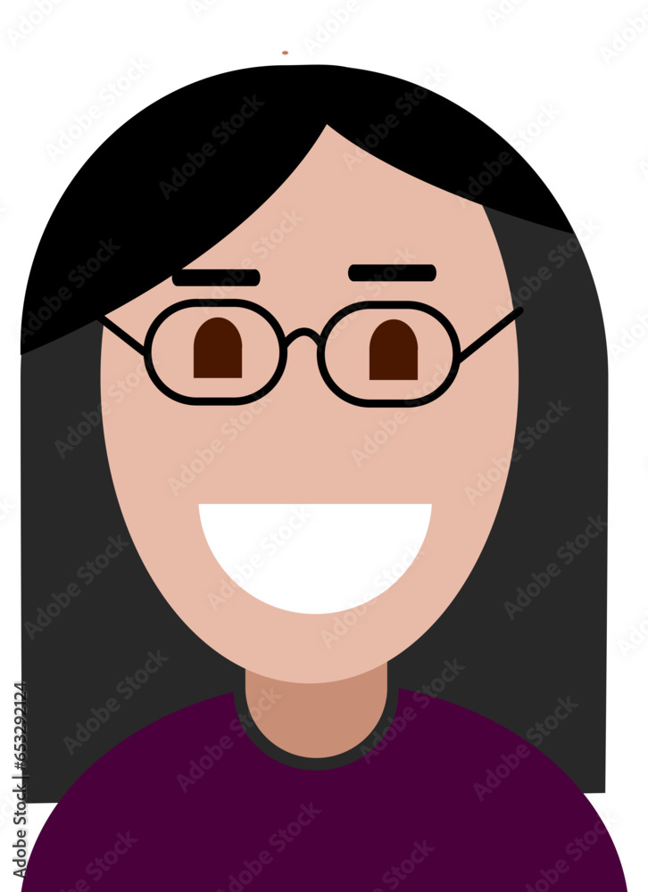 Avatar rosto feminino cabelo preto com óculos Avatar rosto feminino cabelo preto com óculos