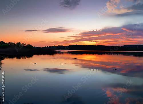 sunset over the lake © Fayyaz