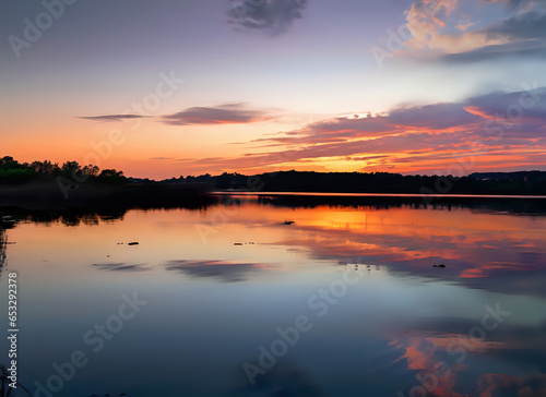 sunset over the lake