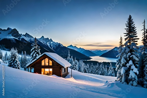 winter landscape with house © Image Studio